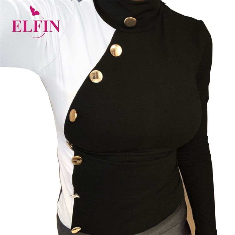 

Punk Style Long Sleeve Tshirt Streetwear Button Black Tee Shirt Femme Harajuku Graphic Tees Women Korean Clothes SJ4639R Y200412