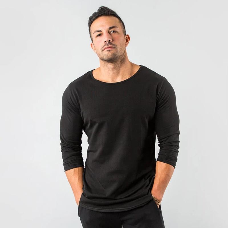

Autumn & Winter New Style Sports Fitness Long-sleeved T-shirt Men Casual Solid Color Base Shirt, Purple