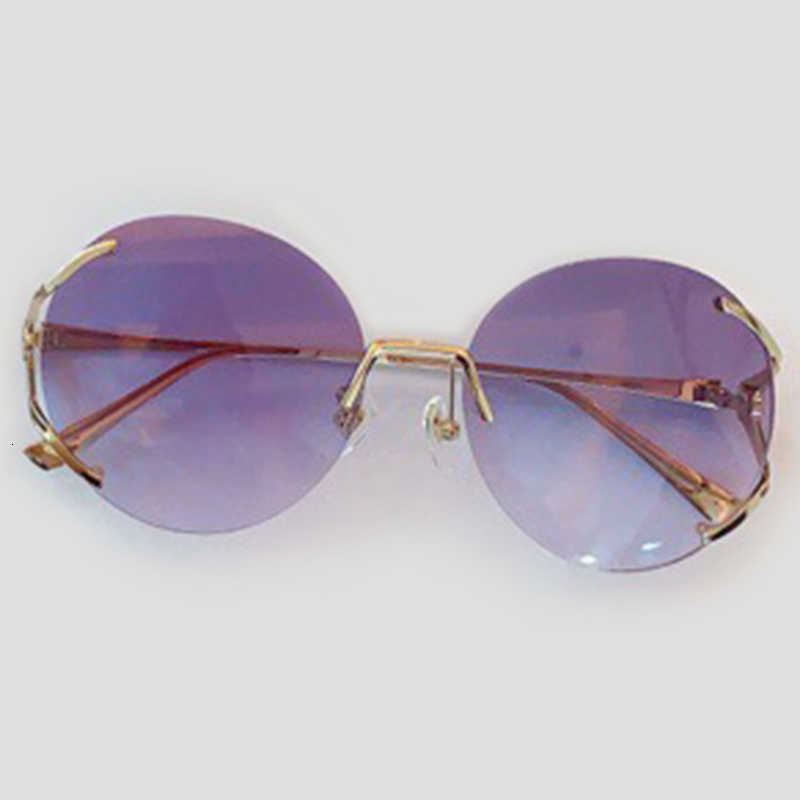 

Classic Round Women Brand Design Frameless Sunglasses Luxury Men Eyeglasses with Original Box Uv400, White;black