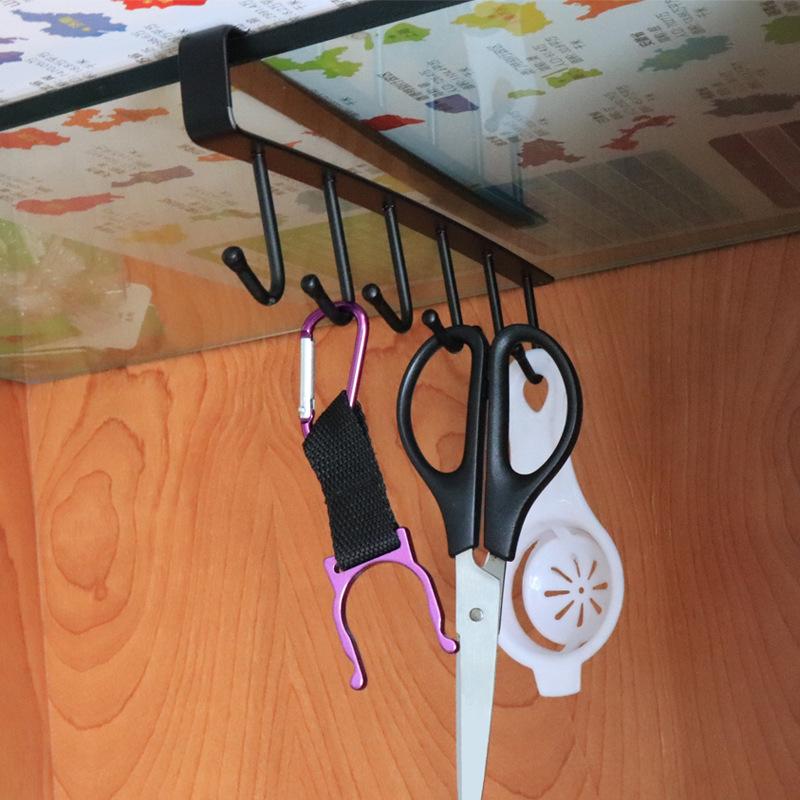 

1pcs Kitchen Wardrobe many Hook Storage Rack Rack Hanging Type Multifunction Movable No Trace White/Black Iron Save Space