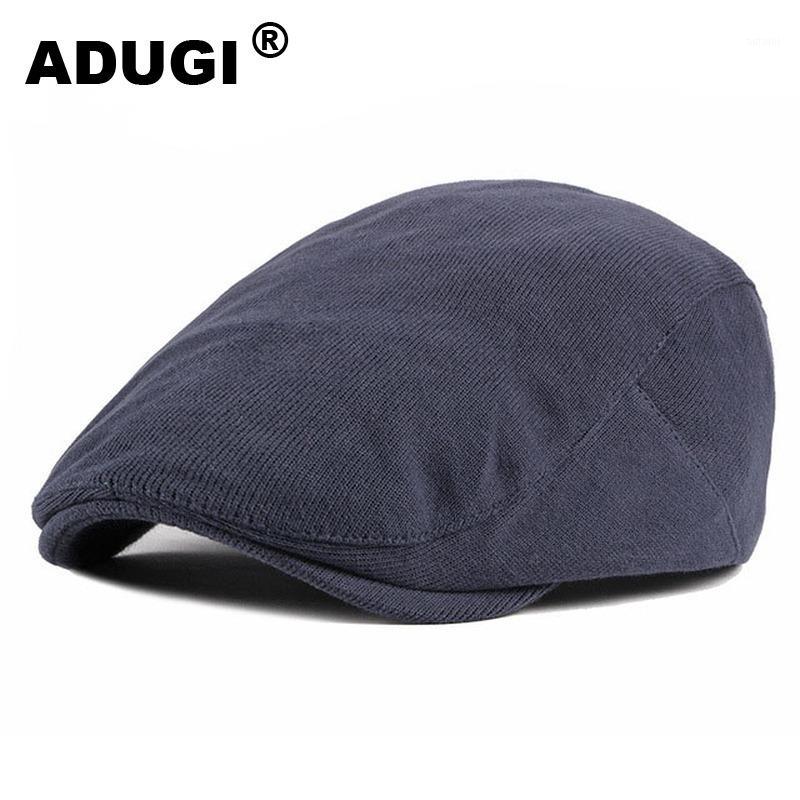 

ADUGI Korean Version of the Candy-colored Beret Men and Women Spring and Autumn Winter Outdoor Cap Knitted Forward Hat1, Black