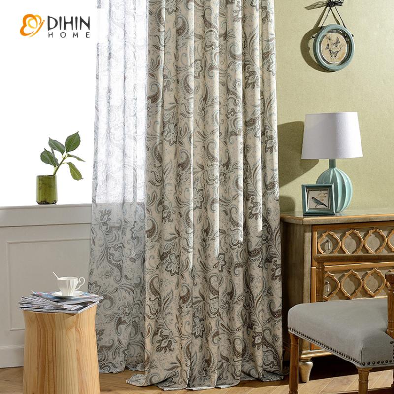 

DIHIN 1PC Modern Floral Jacquard Curtain Natural Curtains For Living Room Draped High Quality Cloth Free Shipping, Tulle
