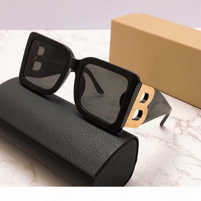 

2020 new season female designer sunglasses square plate frame big double B letter legs simple fashion style UV400 glasses BE4312 with box