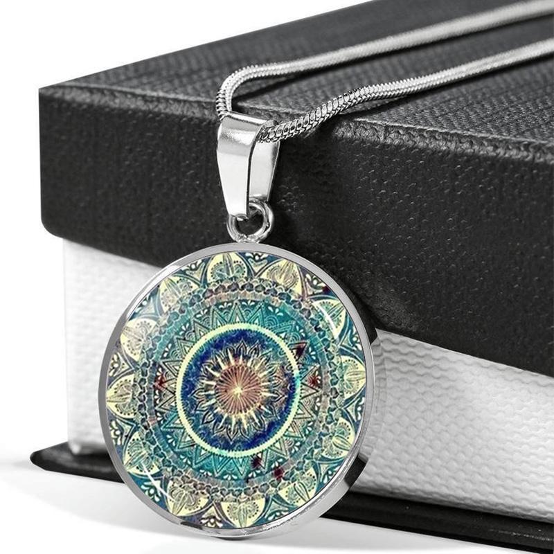 

2020 Trending Om India Yoga Mandala Choker Necklace Cabochon Glass Pendant Buddhism Chakra Jewelry Necklace Women