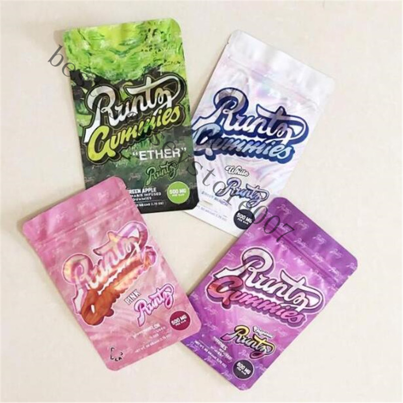 

edible packaging White Runtz Bag Mylar Bags Edibles Ether Runtz Gummies Plastic Zipper Up Design Bag 4 types 2021Dw
