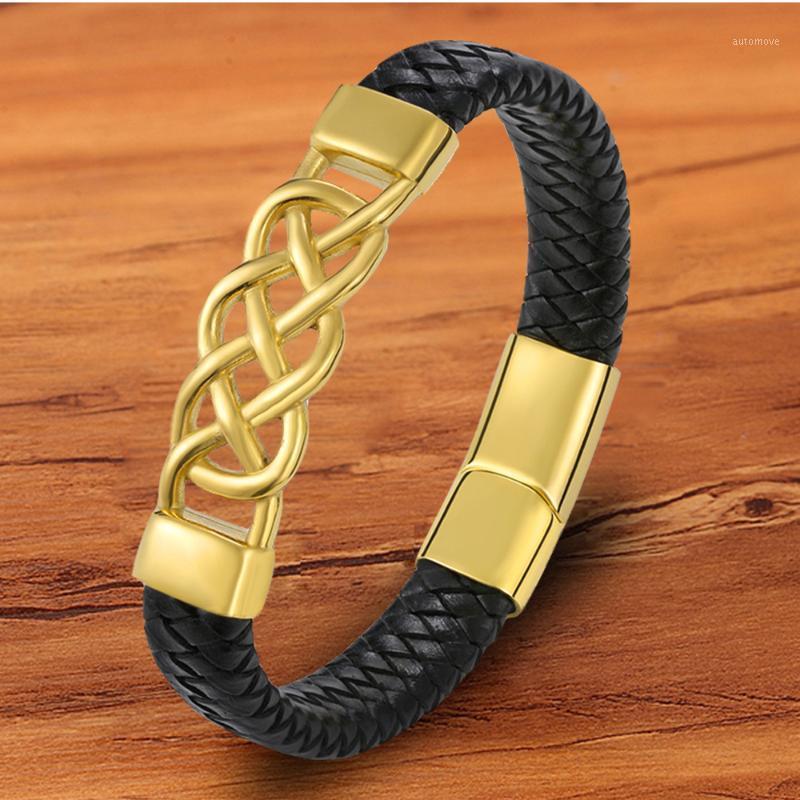 

Fashion Charm Magnet Braided Rope Gloden Stainless Steel Black Leather Men Bracelet Chain Bangles Jewelry Wholesale Accessoris1