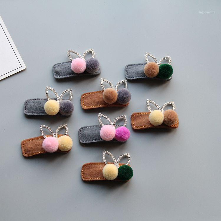 

20pcs ins Fashion Cute Pom Pom Hairpins Solid Rhinestone Ears Barrettes Hair Clips Princess Boutique Hair Accessories1, Hairpins mix