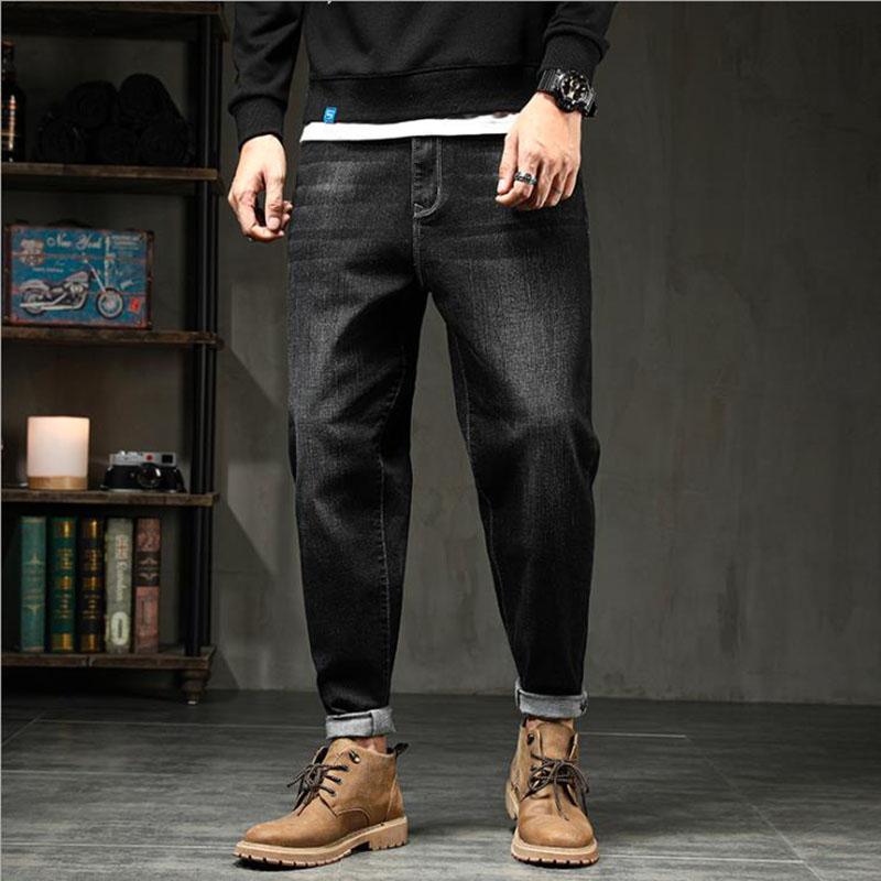 

2021 Mens Plus Size Harem Jeans Pants Spring Autumn Elastic Stretch Loose Denim Hombre Harajuku Baggy Men Jean OverSize  48, Black(545)
