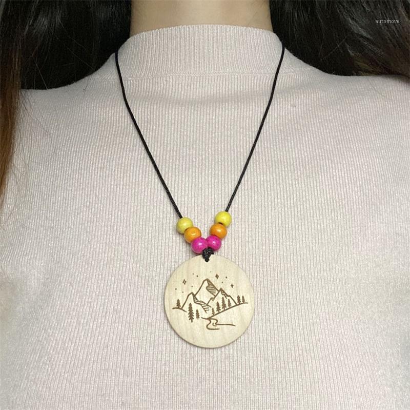 

12pcs wooden wanderlust Outdoor Jewelry camping necklace Pine Tree Mountain star Road Outdoor Nature Inspired Jewellery1