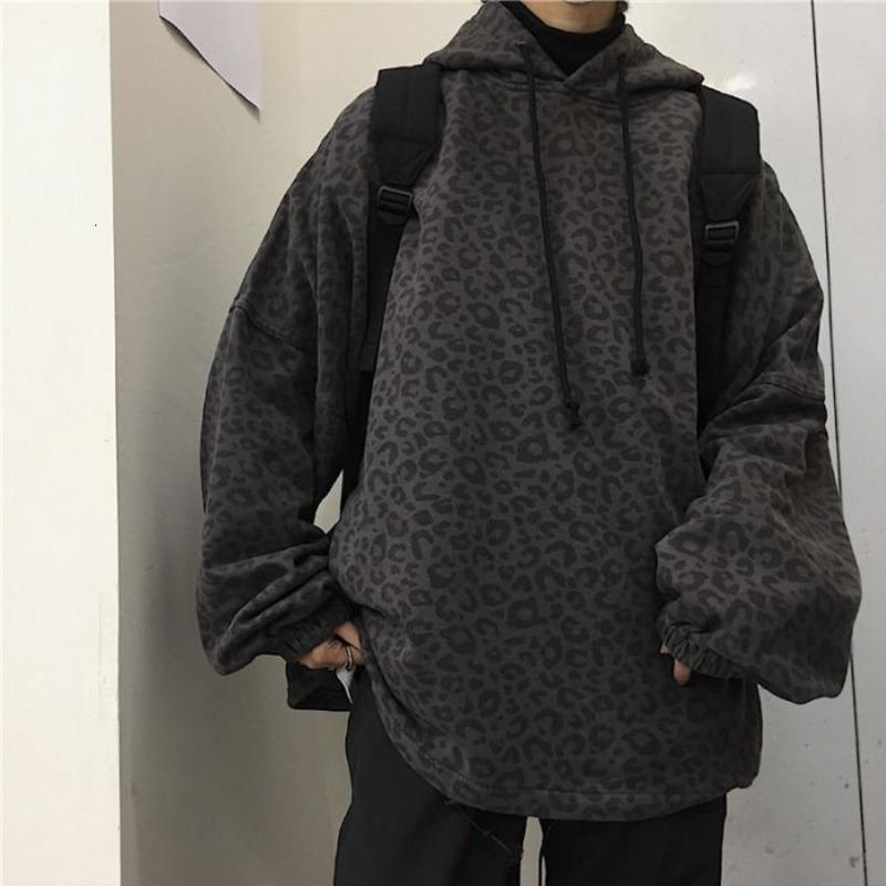 

Men's Hoodies & Sweatshirts Autumn Leopard Print Fashion Retro Casual Hooded Sweatshirt Men Streetwear Wild Loose Hip-hop Pullover Hoodie Me, Black