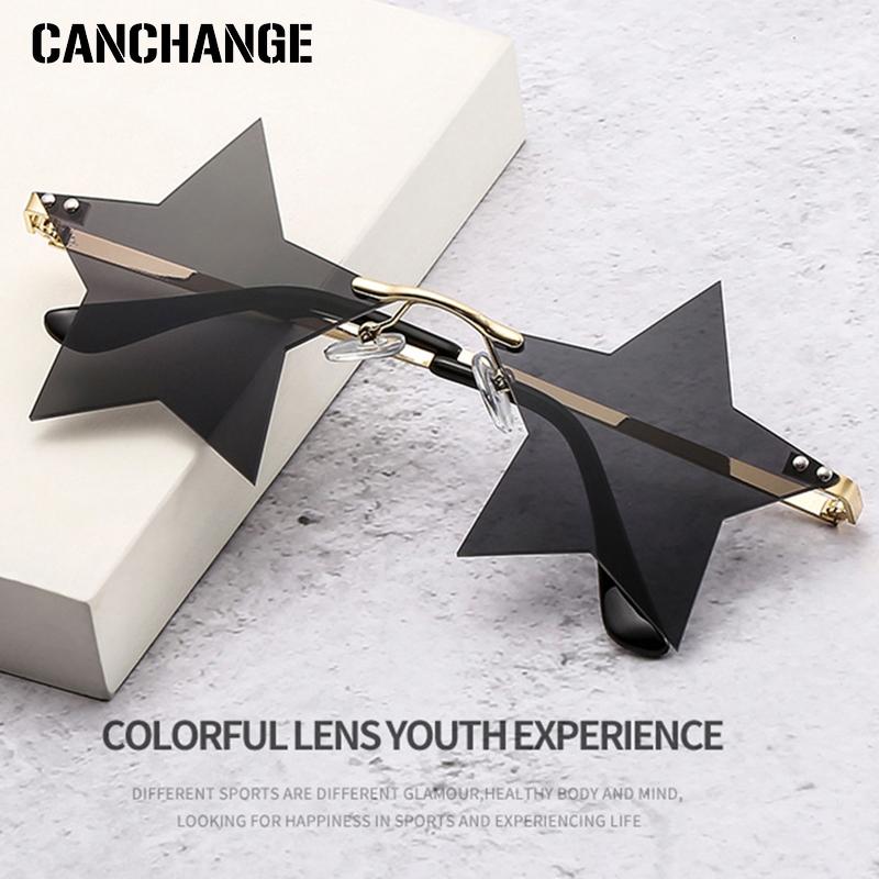 

Sunglasses CANCHANGE Frameless Women Fashion Pentagram Sun Glasses For Men Shades UV400 Unique Five Stars Eyeglass Zonnebril