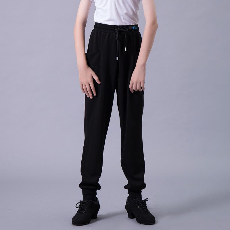 

Boys Latin Dance Pants Drawstring Elasticated Large Pockets Trousers Cha Cha Rumba Samba Children Dancing Practice Wear DNV13641, Black