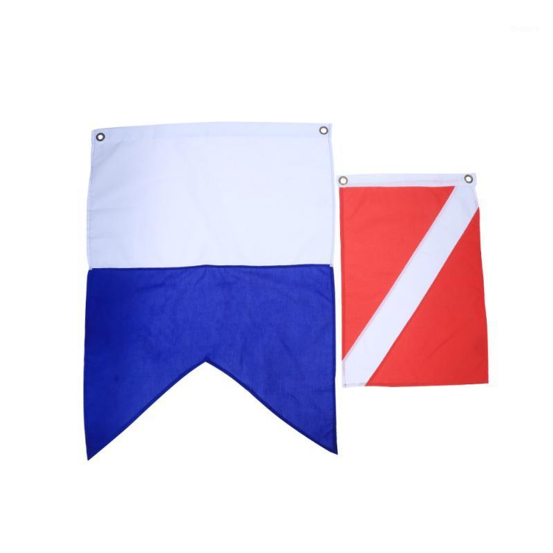 

2 Pcs Diving Surface Makers Flags Underwater Floating Safety Signal Flags (Red and White, Blue and White)1