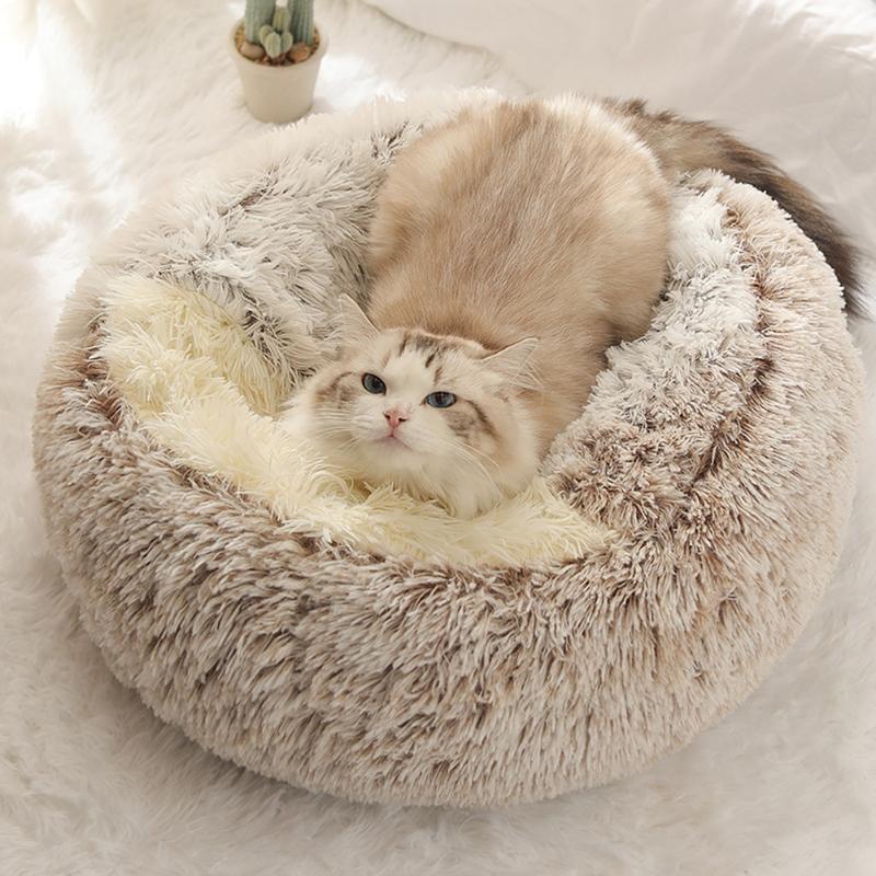 

Soft Dog Bed Round Washable Pets Bed Winter Warm Sleeping Plush Dog Kennel Cat Mats Puppy Cushion Mat Cat Supplies  L, Gray