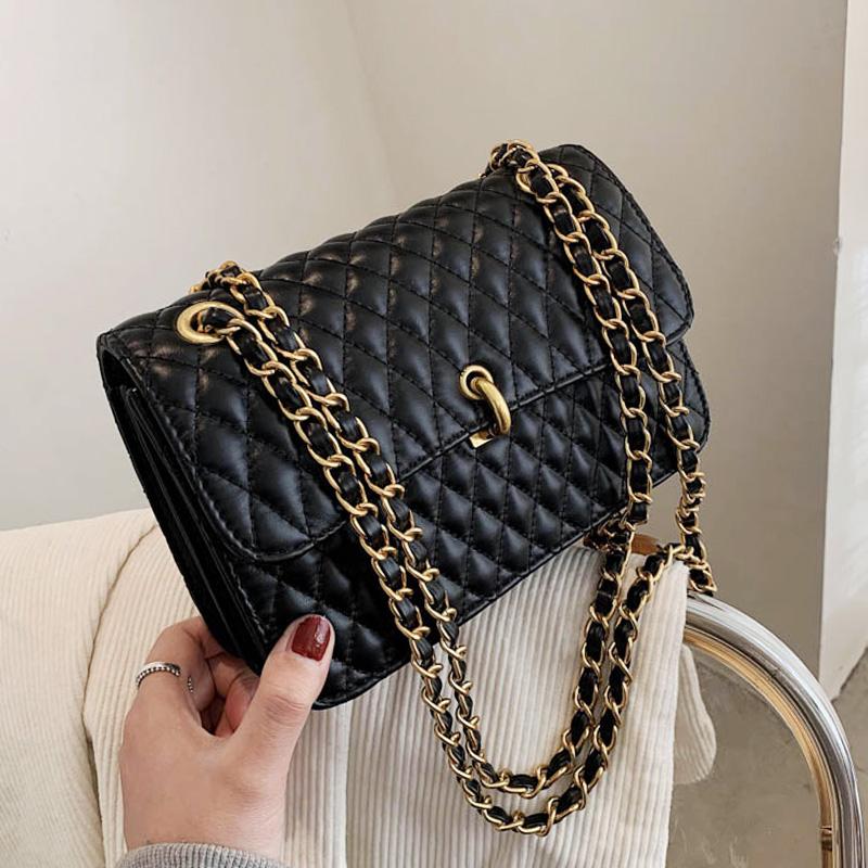 

Vintage Soft Chain Shoulder Crossbody Bags for Women 2021 New Brand Design Handbag Messenger Bags Female Purses High Quality, Black