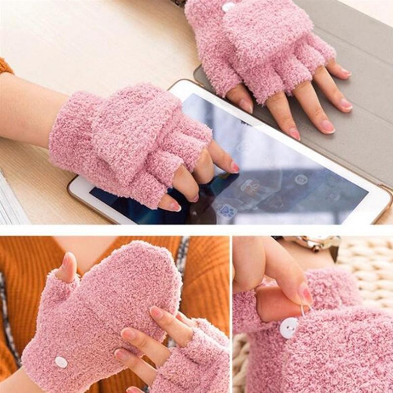 

Five Fingers Gloves 2021 Winter Warm Thickening Wool Knitted Flip Fingerless Flexible Exposed Finger Thick Mittens Men Women Glove
