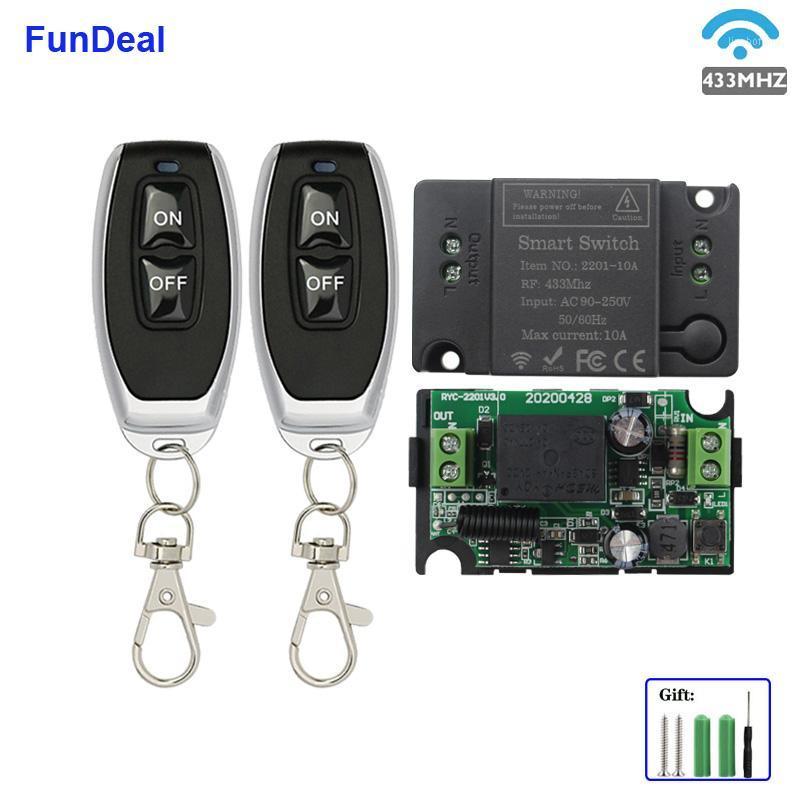 

FunDeal 433 MHz Universal Wireless RF Smart Remote Control Switch Receiver Module and Transmitter For LED Light Lamp Diy Control1