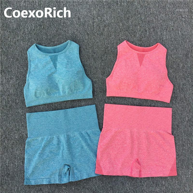 

Yoga Set Women Sleeveless Sport Suit Workout Gym Clothes Fitness Sports Bra High Waist Shorts 2 Piece Mesh Seamless Sportswear1, 5236 black shorts