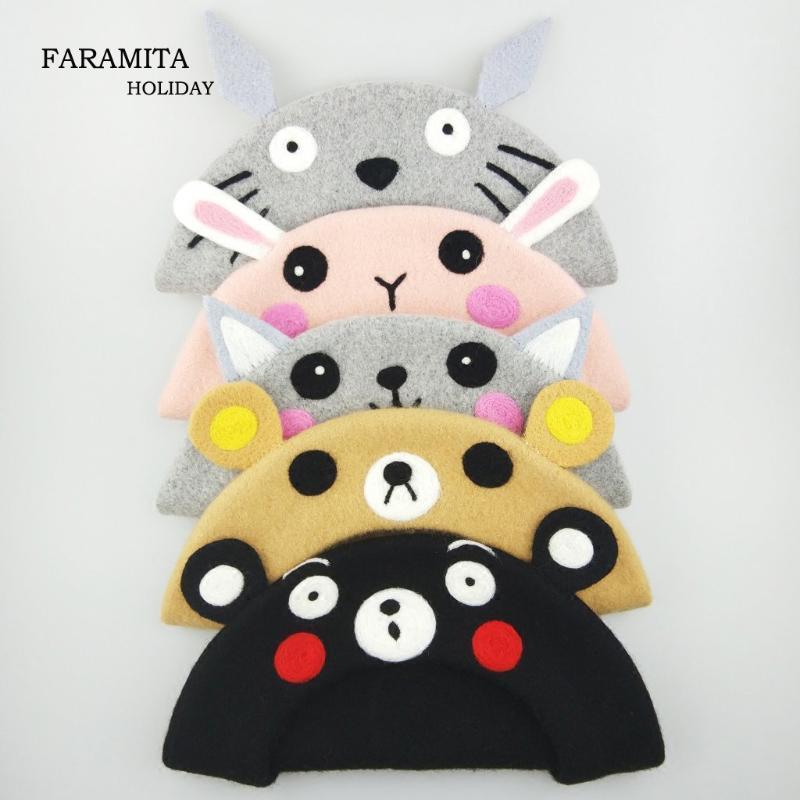 

Faramita Holiday Womens Cartoon Cute Girls Kids Child Hand-made Wool Berets Caps Hats 2020 New Arrival Wool Felt Manual Beret1