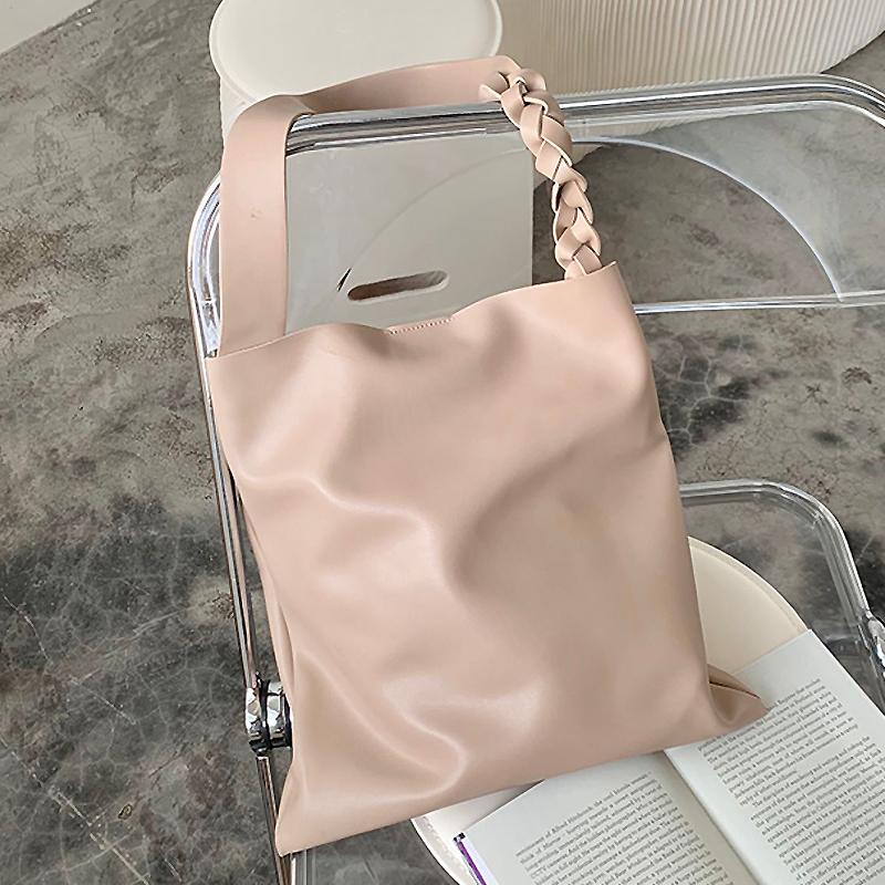 

Simple Large-Capacity Women Tote Bag Twist Shoulder Strap Shoulder Bag for Ladies Retro woman Handbag Soft 2-piece Messenger, Beige