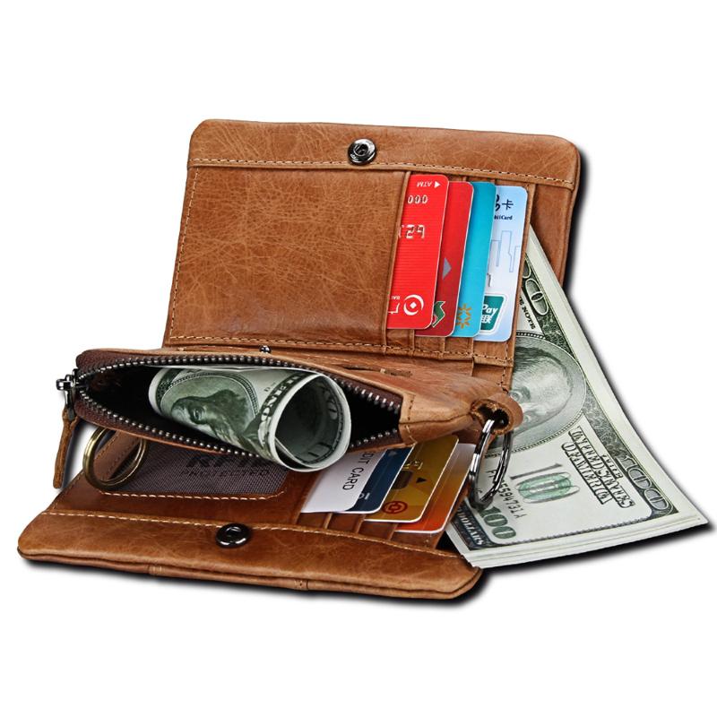 

Multifunction Genuine Leather Men's Wallet Zipper Bag Card Holder Men Purse Large Caapcity Male Money Bag, Black