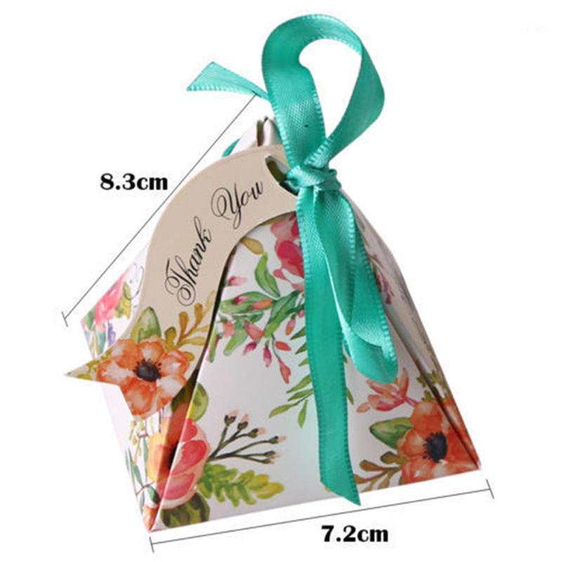 

Triangle Boxes Shaped Box Favor Ribbon Wedding Gift Home Decoration 7.2*7.2*8cm Mints Party1