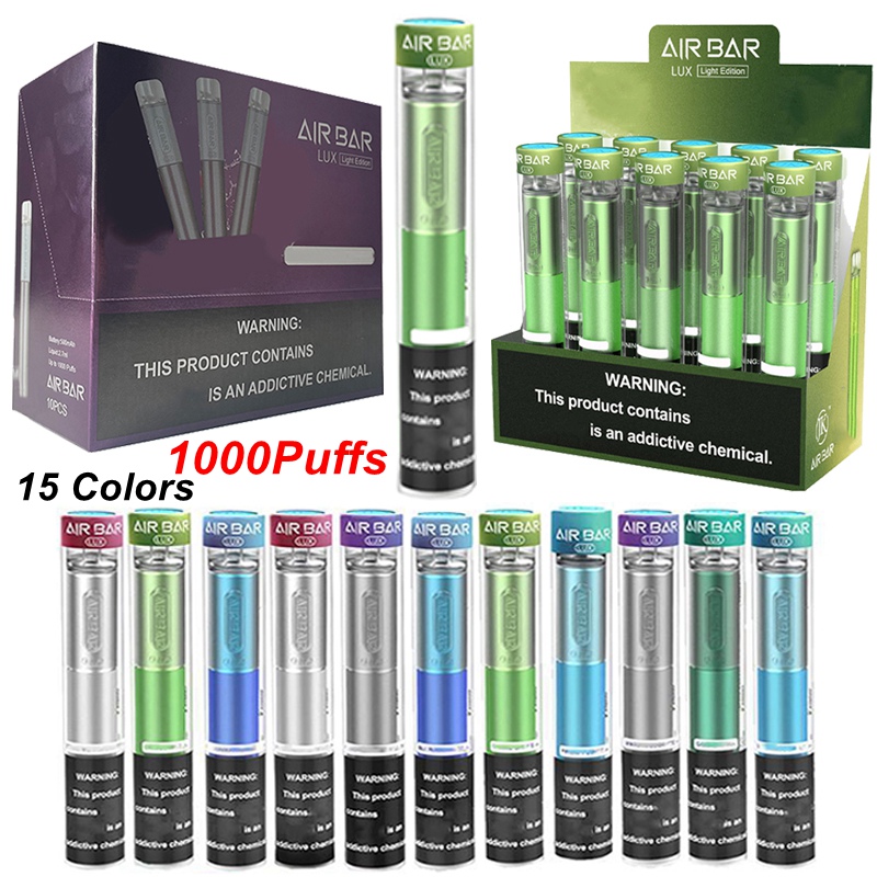 

15Colors Airbar Lux 1000Puffs Disposable Vape Pen E Cigarettes Cartridges Vapes 2.7ml Carts 500mAh Battery Air Bar Vapor Stick Kits Device Pod Oil Empty Prefilled