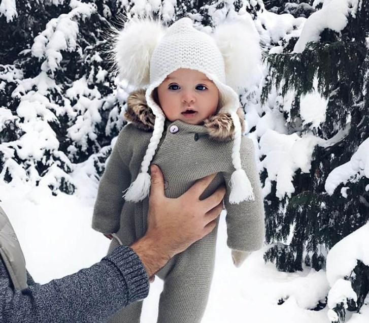 

6 months-3 years Baby Winter Earmuffs Warm Winter Hat Knitted Pompom Plush Cotton Baby Warm Hat Cute Girls Boys, Pink