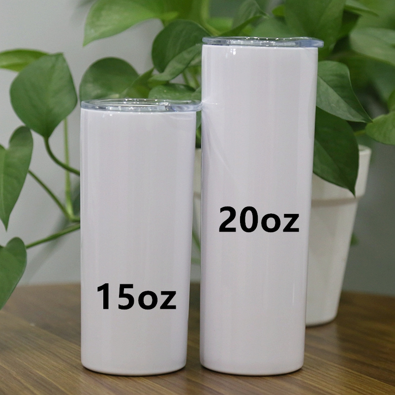 

Cheapest! 20oz Sublimation Skinny Tumblers With Straw Stainless Steel Water Bottles Double Insulated Cups Slim Vacuum Coffee Milk Mugs A12, White