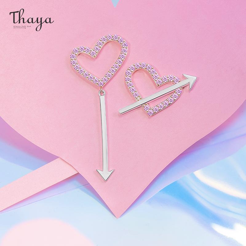 

Thaya Fashion Heart Earring Stud Arrow Rose Gold Pink Zircon Earrings Stud For Women Fashion Earrings 2021 Trend Christmas Gift