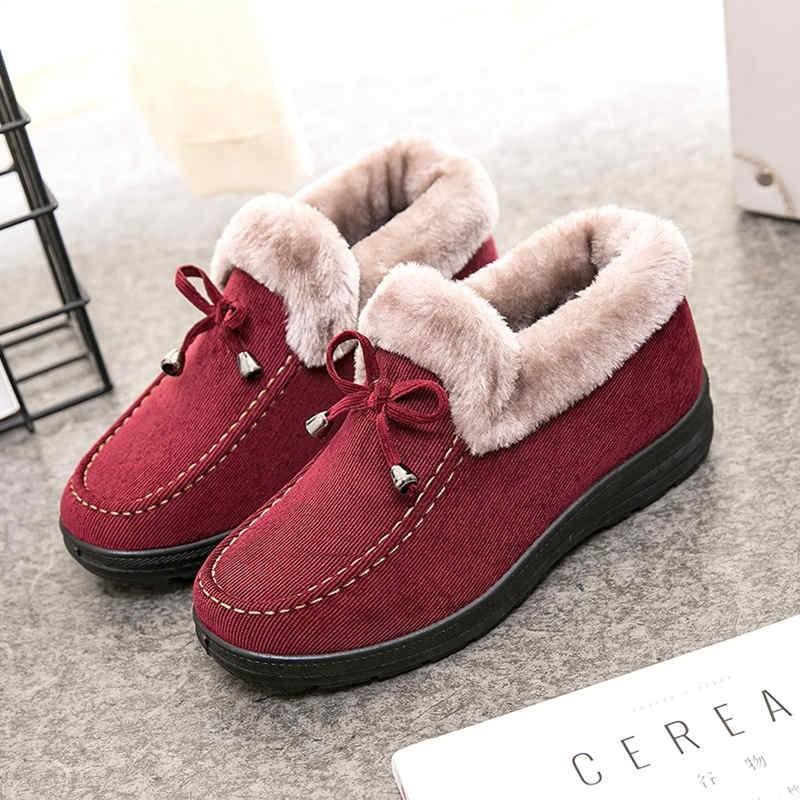 

Winter Beijing cotton-padded shoes thermal women plus velvet thickened short flat skidless snowshoe mother maomu shoes 35-41