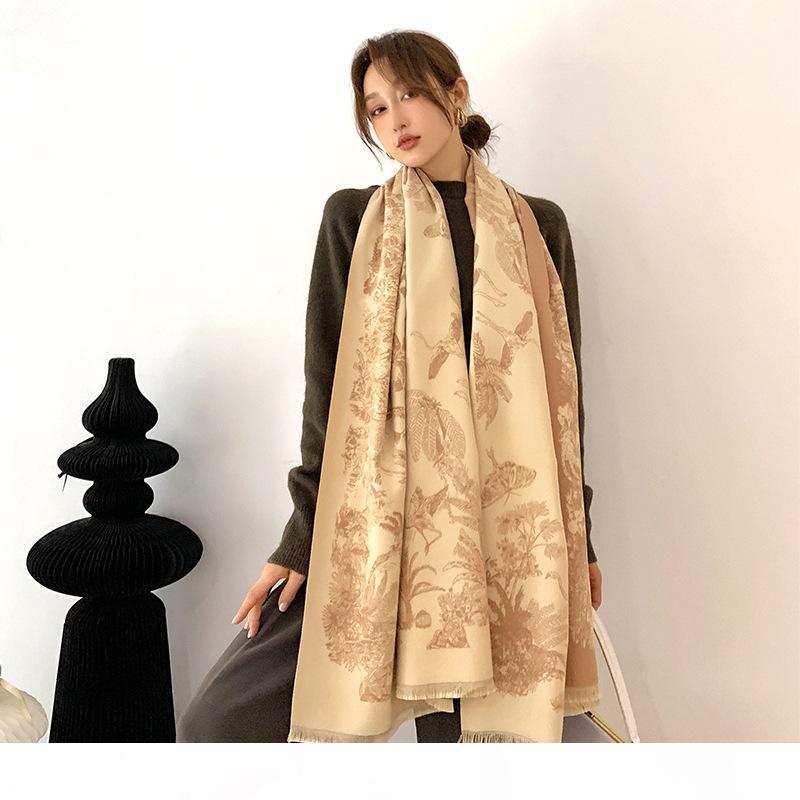 

2020 Winter Scarf Women Cashmere Lady Stoles Design Print Female Warm Shawls and Wraps Thick Reversible Scarves Blanket