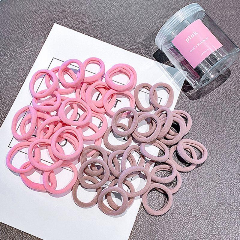 

50Pcs/Box Girls No Crease Nylon Hair Ties Rope Bright Candy Color Elastic Ponytail Holder No Damage Towel Scrunchies1, Green