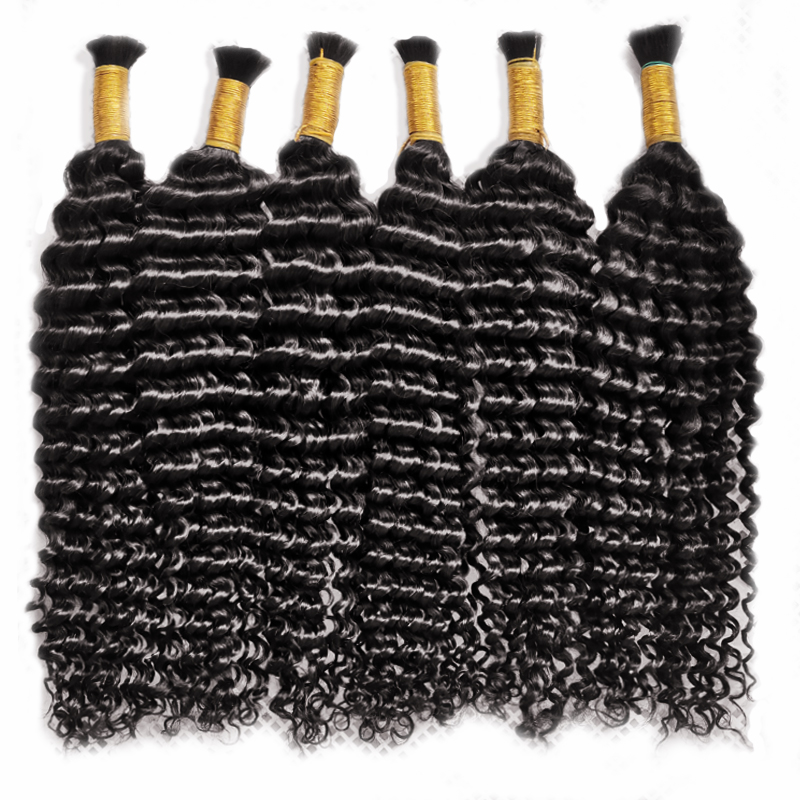 

High Quality Bulk Human Hair Bundles Deep Wave Braiding Hair 14-28 inch Natural Black Color 14-28inch 100g/pack