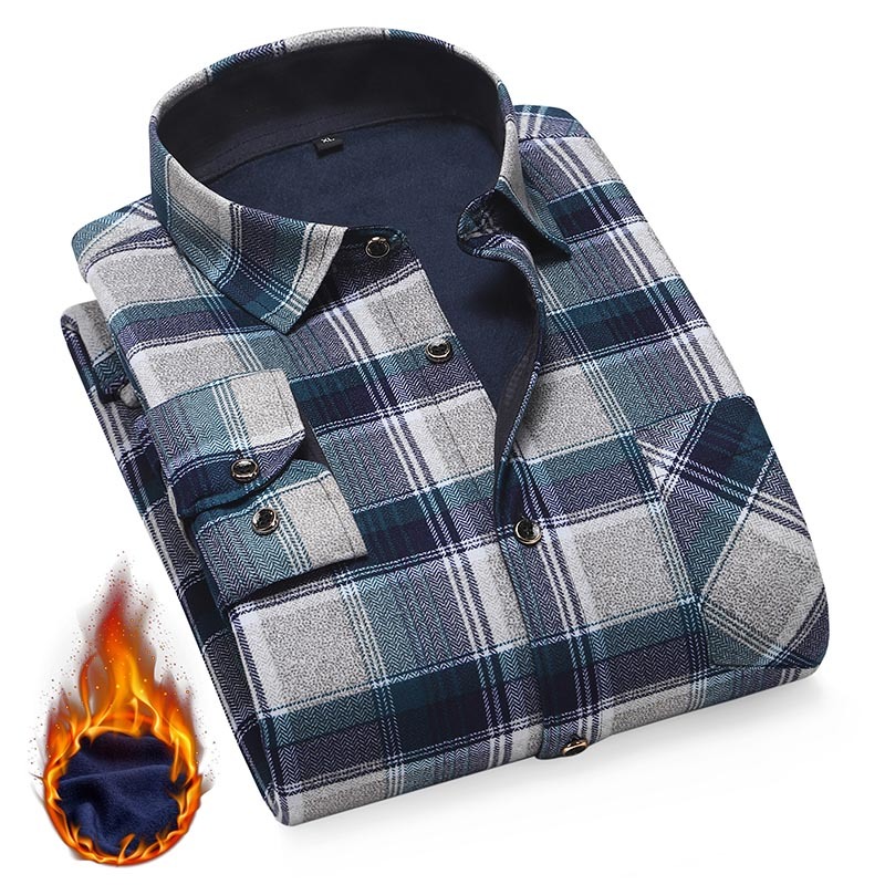 

2021 Brand New Men's Double-sided Flannel Wool Winter Long-sleeved Plaid Shirt 20-color Warm Mens Clothing Nm2g, Ldbl-s60