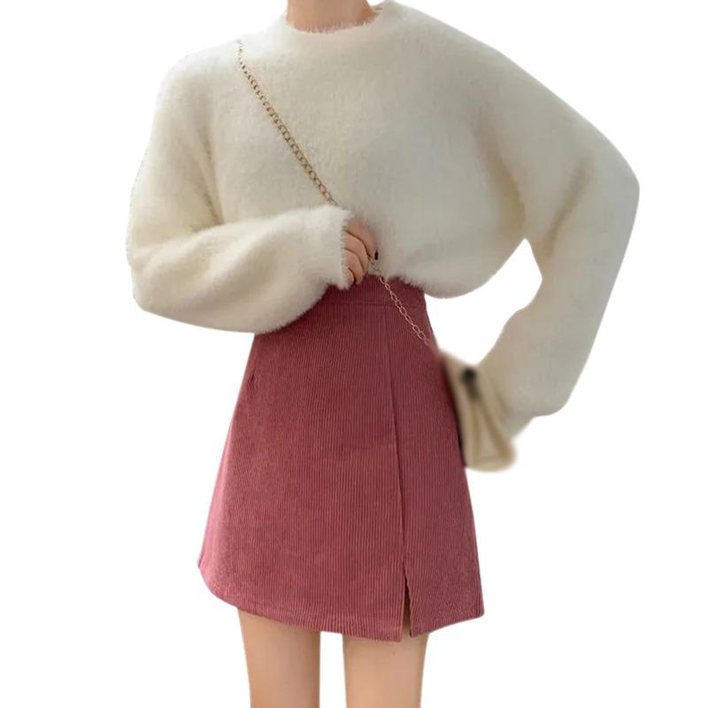 

Women' Fashion Solid Empire Split Slim Skirt Office Ladies Elegant Mini Skirt Student Trendy Simple Bodycon Mujer De Moda 2021