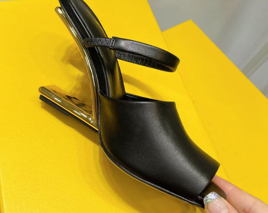 

2021 Europe's latest women's high-heeled slippers fashion fishmouth shoes special-shaped heel design highlights multi-color sizes 35-41