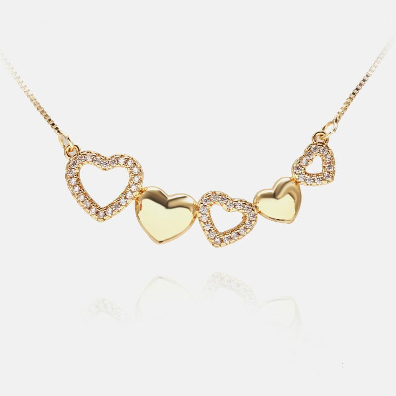 

Micro inlay zircon Korean Gold Plated fashion heart to heart necklace for women birthday gift1