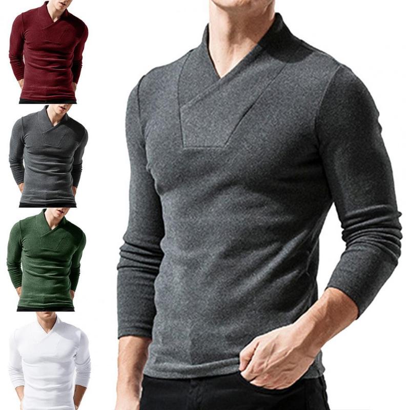 

Men's T-Shirts Men Shirt Solid Color V Neck Thicken Plush Winter Top For Inner Wear Harajuku Vintage Brand Shirts 2022 Streetwear, White;black