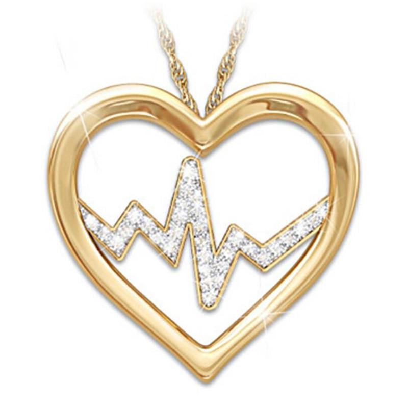 

Popular fashion cardiogram heart-shaped luxury necklace Valentine's day women's romantic temperament jewelry gift wholesale