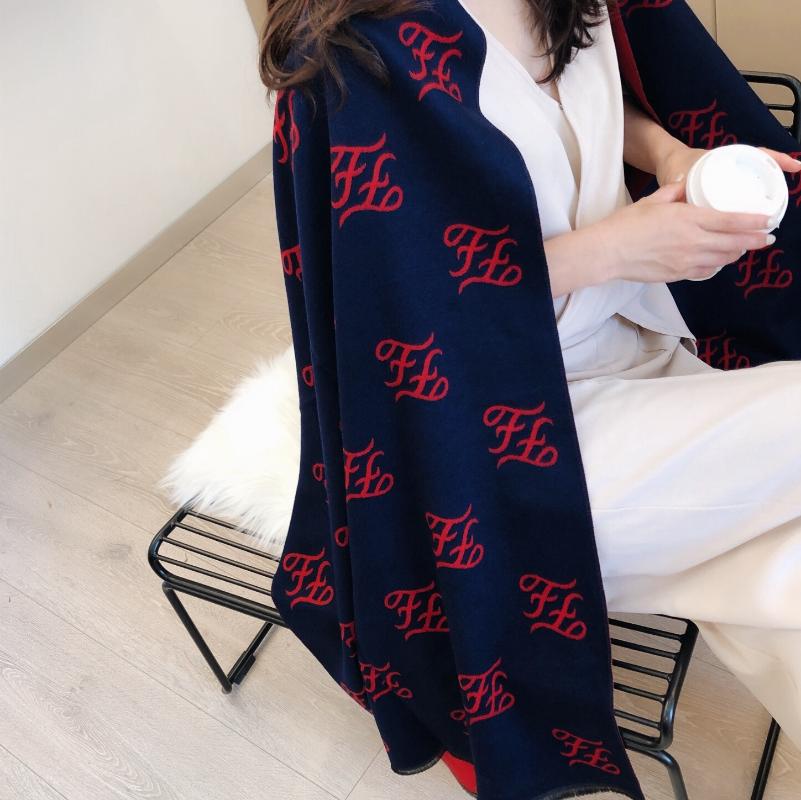 

Autumn winter 2020 new cashmere like women's scarf double face warm shawl European fashion long thickened printed student scarf