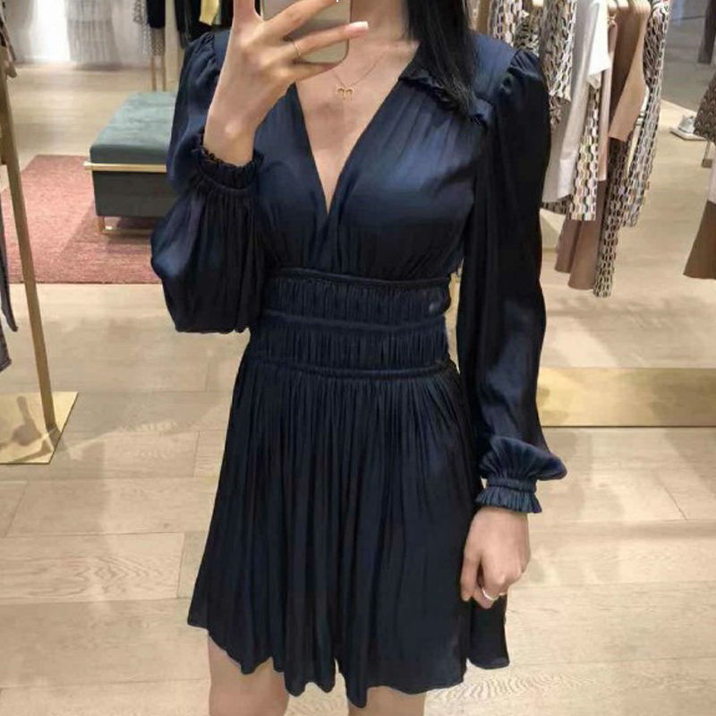 

Deep 2021 Sexy V-neck Midi Woman Deluxe Fall Designer Evening Elected Dress Plied F6hs 40MP, The shown in figure