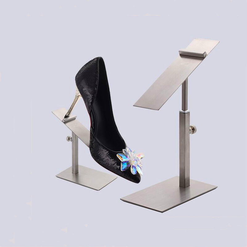 Stainless Steel Shoe Display Rack Adjustable Women Sandals Holder High Heel Shelf Men Leather Shoe Tray-image-755102358