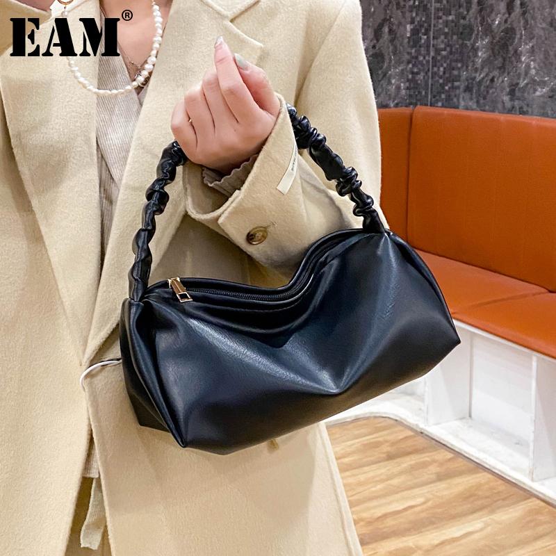 

EAM] Women New Trend Handbag Elegant PU Leather Flap Personality All-match Crossbody Shoulder Bag Fashion Tide 2021 18A1731, Black