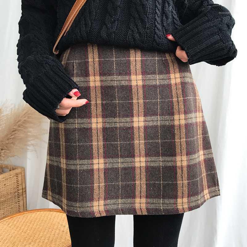 

Women' Casual Skirts Japanese Kawaii Ulzzang Vintage Plaid High Waist A-line Skirt Female Korean Harajuku Clothing For Women1, Photo color