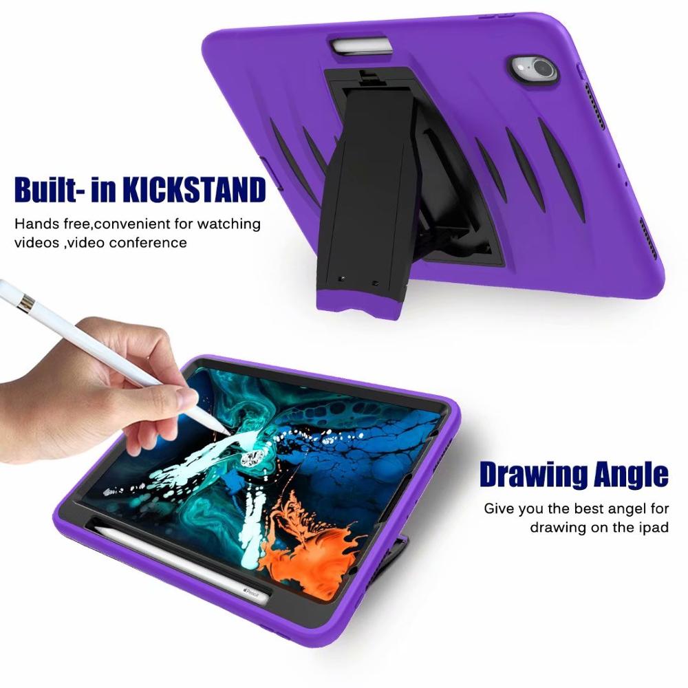 

Shockproof Tablet case For iPad 5/6/4 Pro Silicone PC Pencil Holder Kids Case For iPad 12.9" Air 10.5" mini 4/3 cover 2020/2017/2018/2019