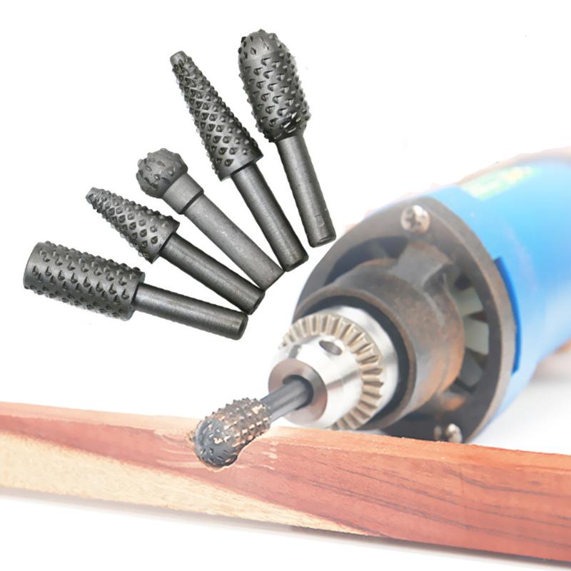 

5Pcs Steel Rotary Rasp File 6mm Shank Rotary Craft Files Burrs Wood Bits Grinding Power Woodworking Hand Tool