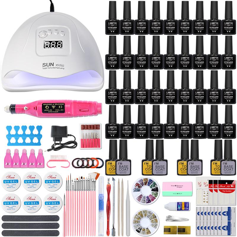 

54W UV LED Lamp nail dryer and Nail Gel Polish Kit Soak Off Manicure Set electric drill For Art Tools set