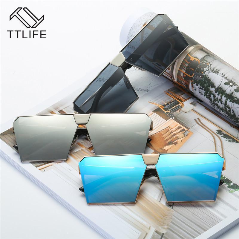 

TTLIFE Oversized Womens Sunglasses Fashion Sun Glasses Big Frame Windproof Shades Men Flat Top Driving Goggles Uv400 YJHH02561