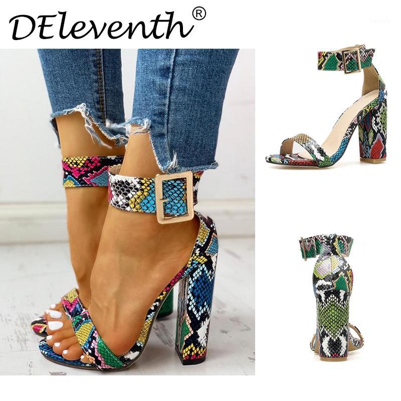 

Fashionable new Roman thick heels retro color snake pattern High Heels Sandals sexy high women's shoes Club Party large1, Beige